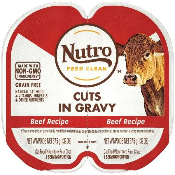 24/2.65 oz. Nutro Perfect Portions Cuts in Gravy Beef - Food